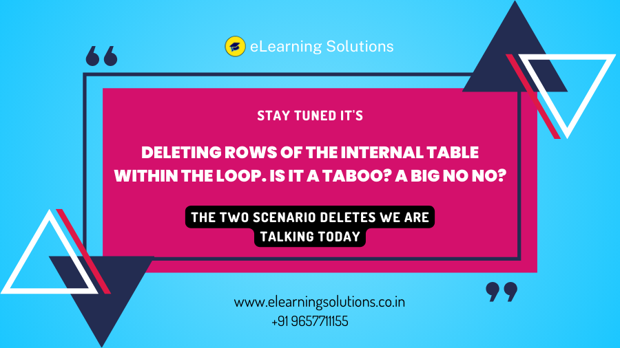 DELETING rows of the internal table within the LOOP. Is it a Taboo? A big NO NO
